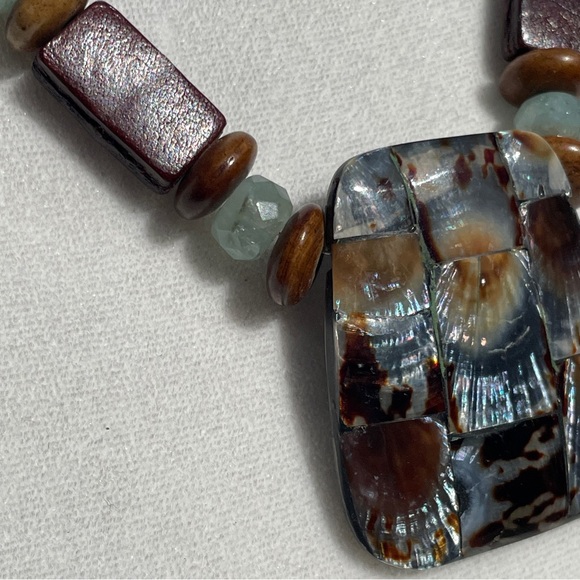 Statement Necklace Abalone Shell Beach Boho Pendant - Picture 5 of 14